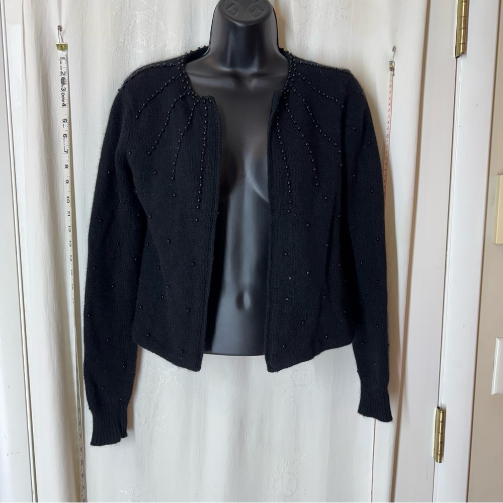 Vintage Braemar Black Beaded Cardigan